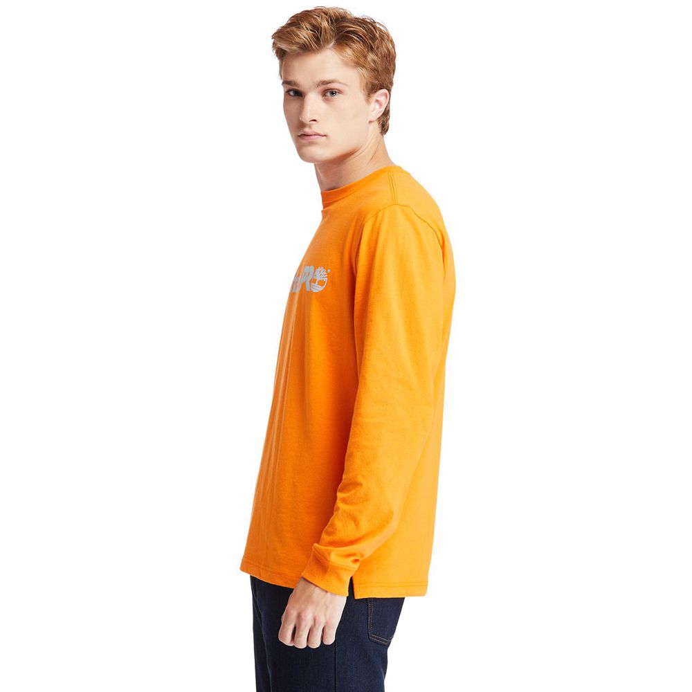 Timberland Mens T-Shirts PRO® Base Plate Long-Sleeve Graphic - Orange - India IF0271984